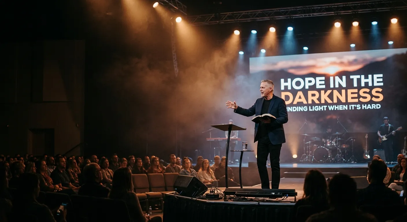 Pastor preaching during a Sunday message at Epic Church